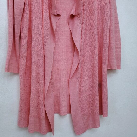 Lafayette 148 Long Open Front Linen Blend Lightweight Breezy Pink Cardigan M - Picture 3 of 14